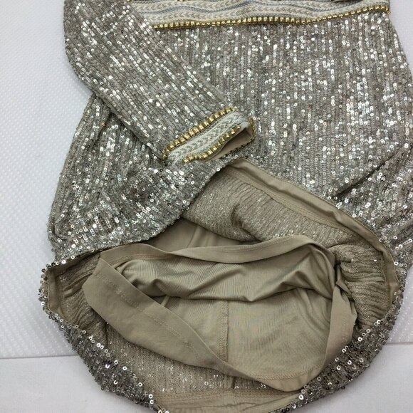 Guess Patrice sequin mini Dress Color: Light Gold Multi Size: XSmall - Picture 6 of 9